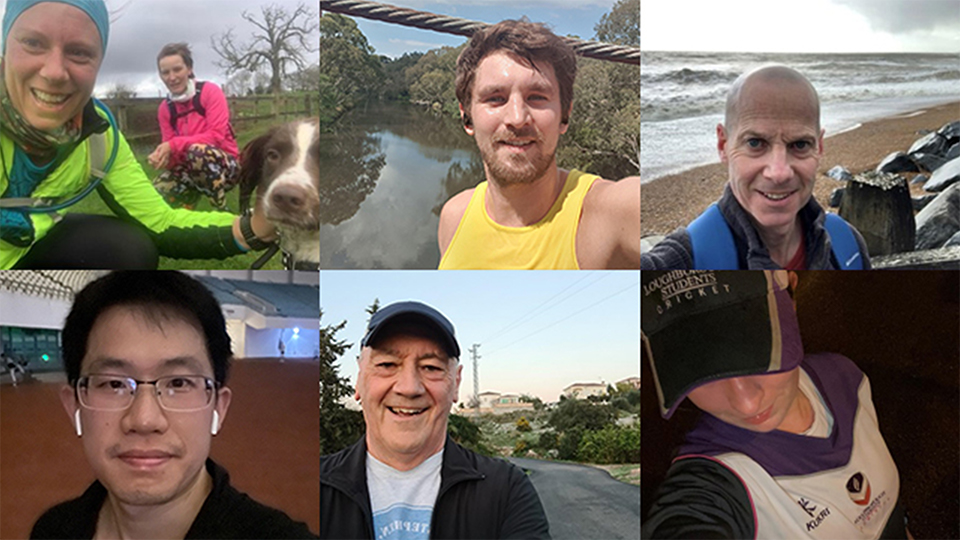 A montage of six images of people taking part in the challenge